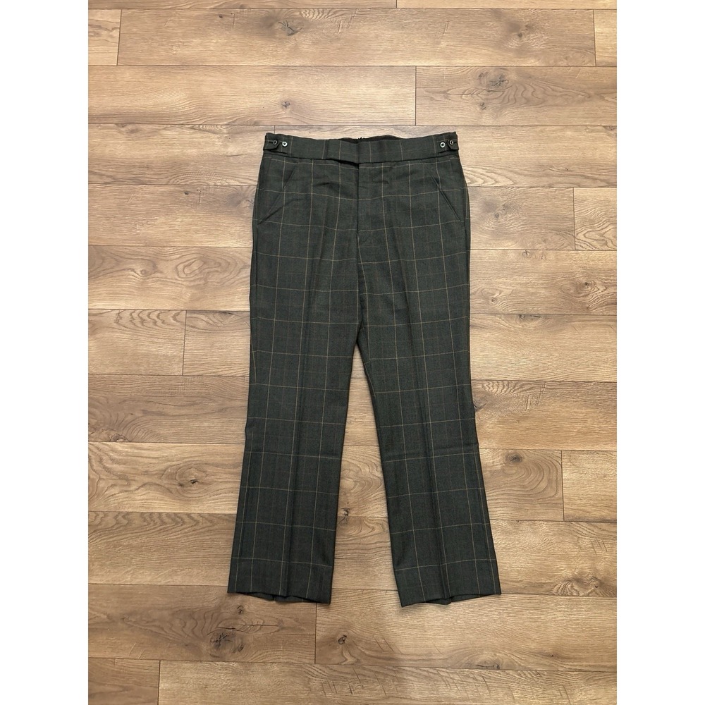 Men's Vintage 1950's Hickey Freeman Kurlnot Waistband Plaid Wool Pants 36X31